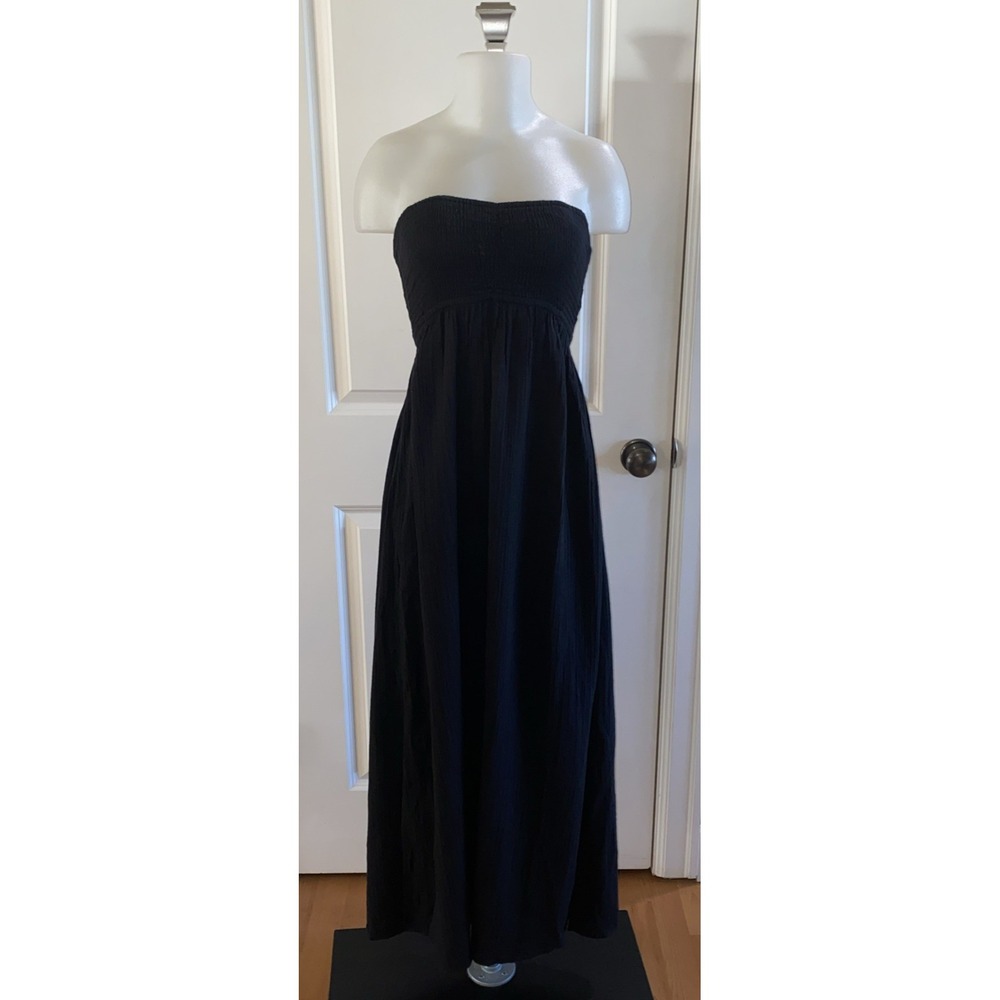 Sea Level Black Sunset Cutaway Gauze Bandeau Maxi Dress Size XS Beach Resort‎